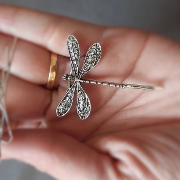 Set of Two Silver Dragonfly Hairpins - New With Tags - Picture 4 of 8